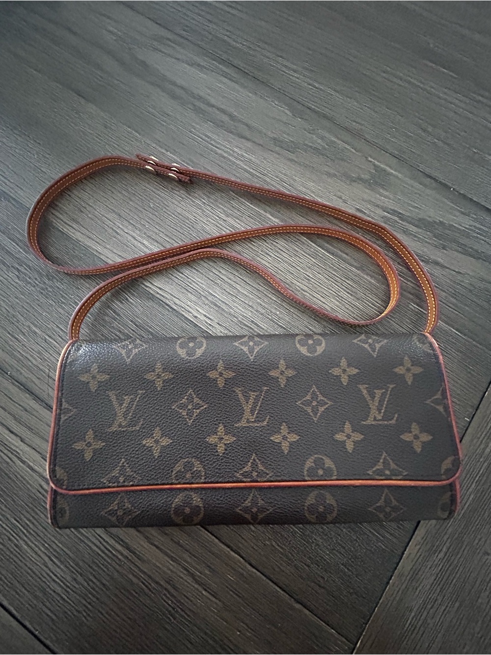 Louis Vuitton Brown Monogram Crossbody Bag with removable Tan Strap